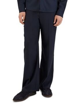 NWT Mens Krost Classic Navy Blue Regular Fit Trousers Pants Large